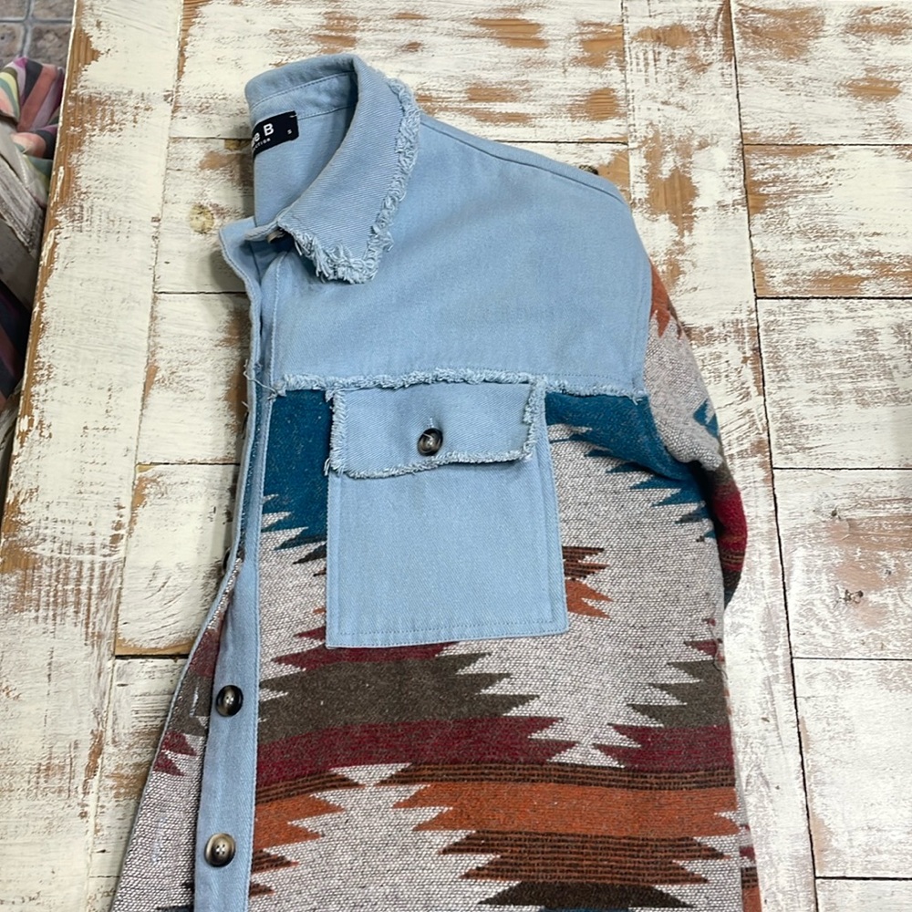 Womens Aztec Western Shacket Button Down